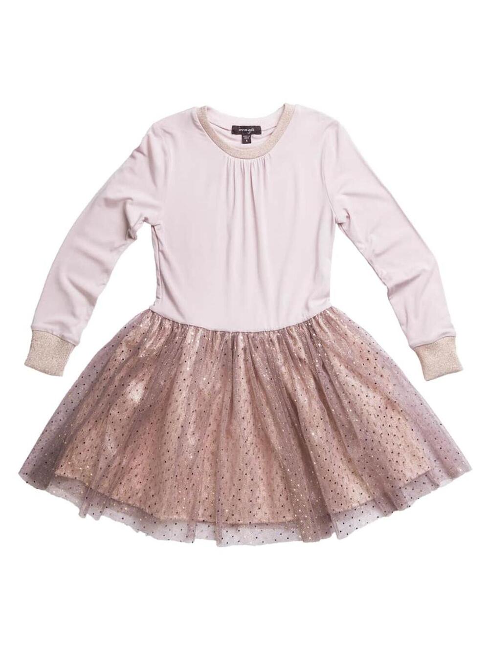 imoga pixiedust Girls Long Sleeve Pink Dress with Tulle Skirt